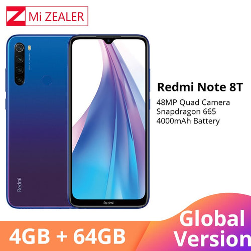 Global Version Xiaomi Redmi Note 8 Note 8T NFC 4GB RAM 64GB ROM Octa Core Smartphone Snapdragon 665 48MP 6.3